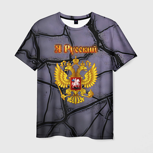 Мужская футболка Герб России и текстурные плиты / 3D-принт – фото 1