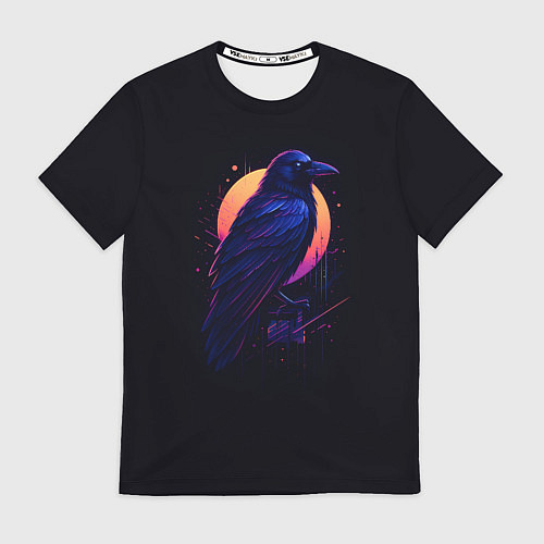 Мужская футболка Неоновый ворон / 3D-принт – фото 1