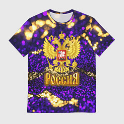Мужская футболка Россия - фиолетовая текстура