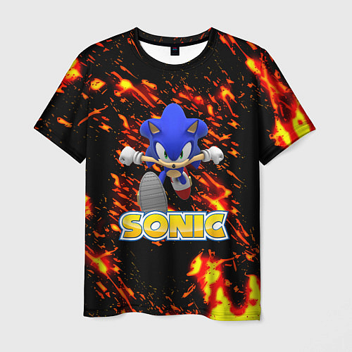 Мужская футболка Sonic огенная текстура / 3D-принт – фото 1