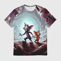 Мужская футболка Том и Джерри в пещере ужасов - хэллоуин