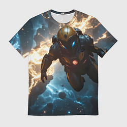 Мужская футболка Астронавт на фоне туманности