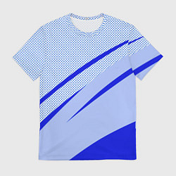 Футболка мужская Светло-синий текстура с полосой, цвет: 3D-принт