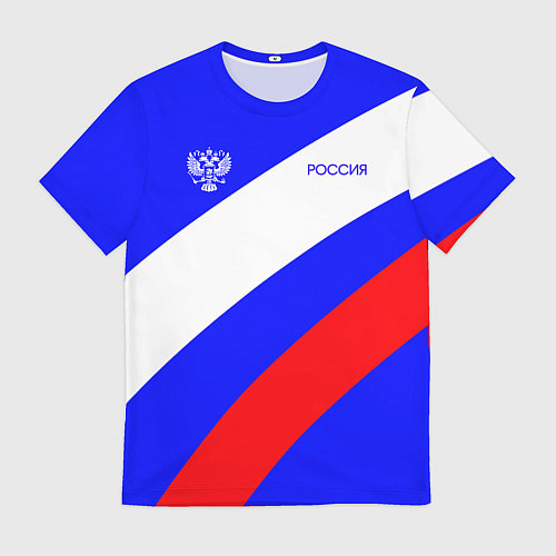 Мужская футболка Россия с гербом и цветами флага / 3D-принт – фото 1