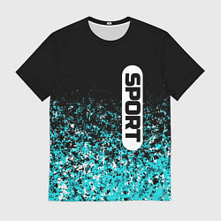 Мужская футболка Sport чёрно-голубой пятнистый