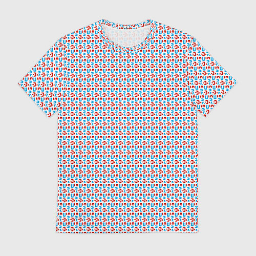 Мужская футболка Красно-синие фигуры на белом фоне / 3D-принт – фото 1