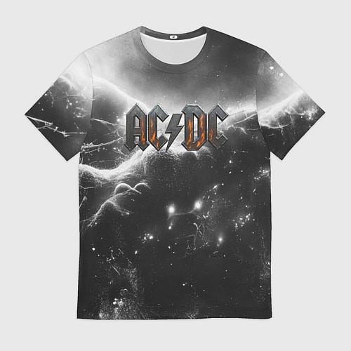 Мужская футболка ACDC металлический лого черно-белая текстура / 3D-принт – фото 1