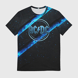 Футболка мужская ACDC черно-синяя текстура, цвет: 3D-принт