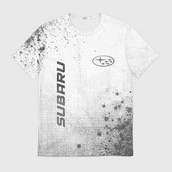 Мужская футболка Subaru - white gradient вертикально
