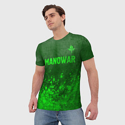 Футболка мужская Manowar - green gradient посередине, цвет: 3D-принт — фото 2
