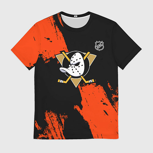 Мужская футболка Анахайм Дакс - оранжевая краска / 3D-принт – фото 1