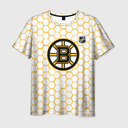 Футболка мужская Бостон Брюинз - белые соты, цвет: 3D-принт