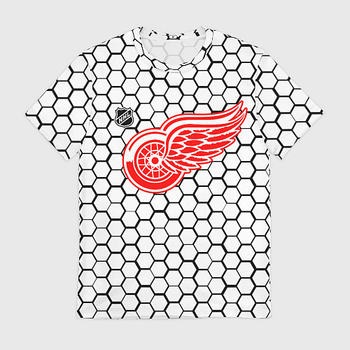 Мужская футболка Детройт Ред Уингз - белые соты / 3D-принт – фото 1