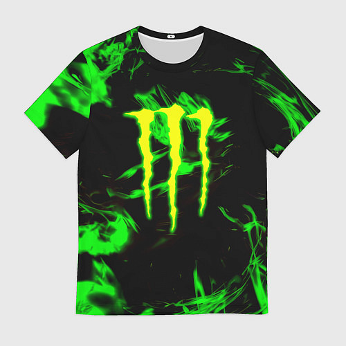 Мужская футболка Monster energy кислотное лого огонь / 3D-принт – фото 1