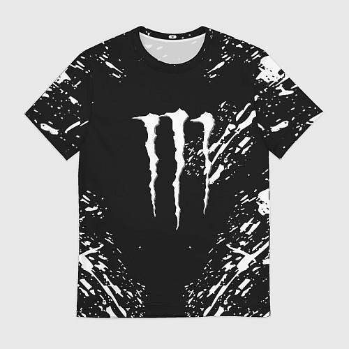 Мужская футболка Monster energy white splash / 3D-принт – фото 1