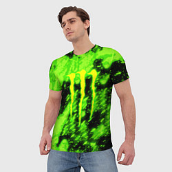Футболка мужская Monster energy кислотное лого, цвет: 3D-принт — фото 2