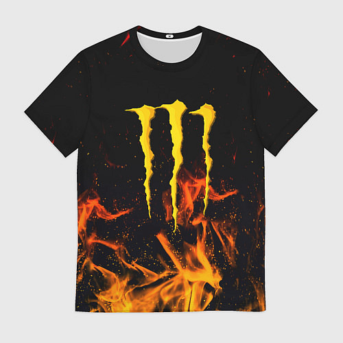Мужская футболка Monster energy orange fire / 3D-принт – фото 1