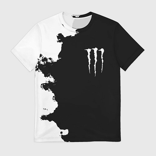 Мужская футболка Monster energy краски белые / 3D-принт – фото 1