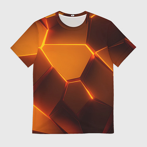 Мужская футболка Оранжевые объемные пластины / 3D-принт – фото 1