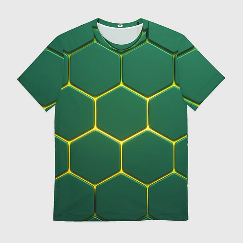 Мужская футболка Зеленые плиты с желтым светом / 3D-принт – фото 1