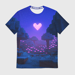 Футболка мужская Ночной лес Minecraft с сердечком луной, цвет: 3D-принт