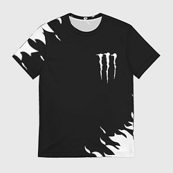 Футболка мужская Monster energy fire white, цвет: 3D-принт