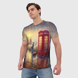 Футболка мужская Женщина у телефонной будки на набережной, цвет: 3D-принт — фото 2