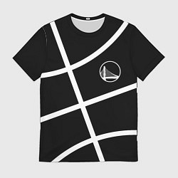 Мужская футболка Голден Стэйт Уорриорз - текстура черного мяча