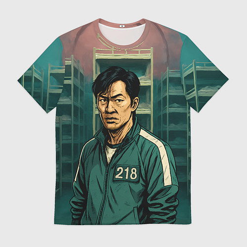 Мужская футболка Игрок 218 из Игры в кальмара / 3D-принт – фото 1