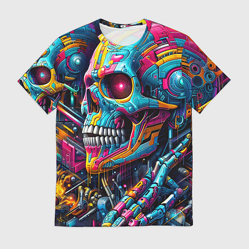 Мужская футболка Cyber skull - pattern / 3D-принт – фото 1