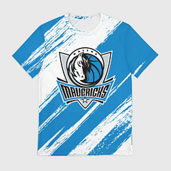 Футболка мужская Даллас Маверикс - белый и синий, цвет: 3D-принт