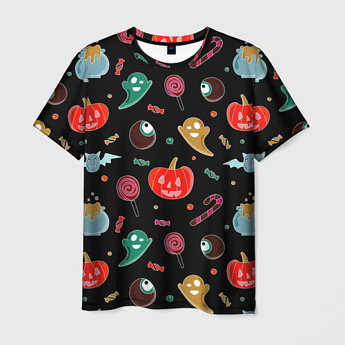 Мужская футболка Halloween red pumpkin / 3D-принт – фото 1
