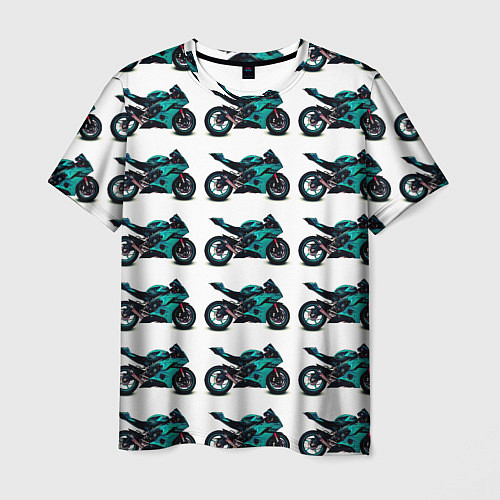 Мужская футболка Motorbike light blue / 3D-принт – фото 1