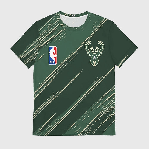 Мужская футболка Милуоки Бакс - линии с потертостями / 3D-принт – фото 1