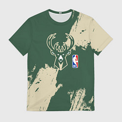 Футболка мужская Милуоки Бакс - разлитая краска, цвет: 3D-принт