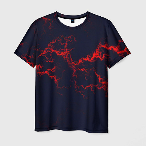 Мужская футболка Lightning red glow / 3D-принт – фото 1
