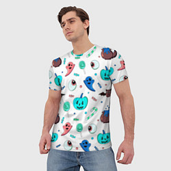 Футболка мужская Halloween light blue pumpkin, цвет: 3D-принт — фото 2