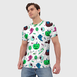 Футболка мужская Halloween light green pumpkin - паттерн, цвет: 3D-принт — фото 2