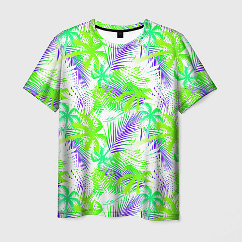 Мужская футболка Palm green white / 3D-принт – фото 1