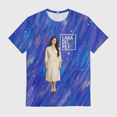 Мужская футболка Lana Del Rey в белом классическом платье на синем / 3D-принт – фото 1