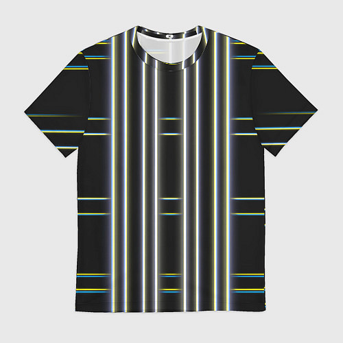 Мужская футболка Neon yellow blue white / 3D-принт – фото 1