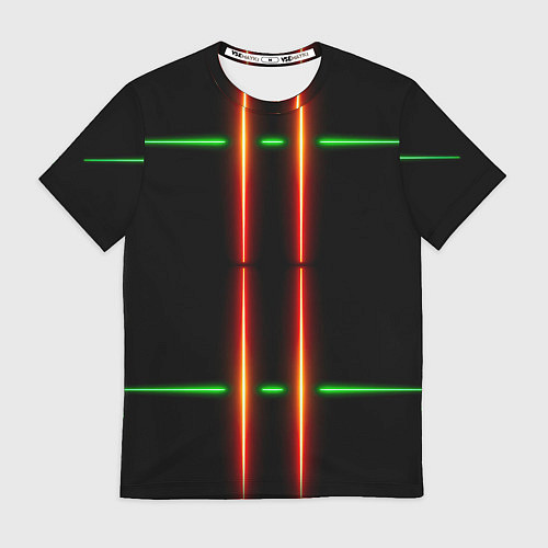 Мужская футболка Neon green black red line / 3D-принт – фото 1