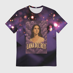 Мужская футболка Lana Del Rey в фиолетовых облаках