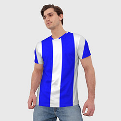 Футболка мужская Color white blue line, цвет: 3D-принт — фото 2
