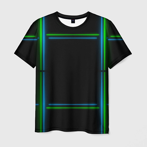 Мужская футболка Neon green light blue / 3D-принт – фото 1