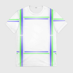 Мужская футболка Neon white green light blue