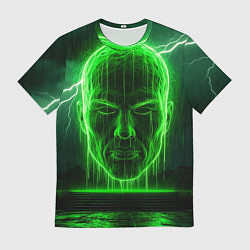 Футболка мужская Неоновая голова, цвет: 3D-принт