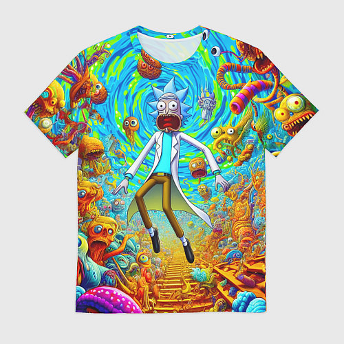 Мужская футболка Кошмарный сон Рика Санчеса - нейроарт фантазия / 3D-принт – фото 1
