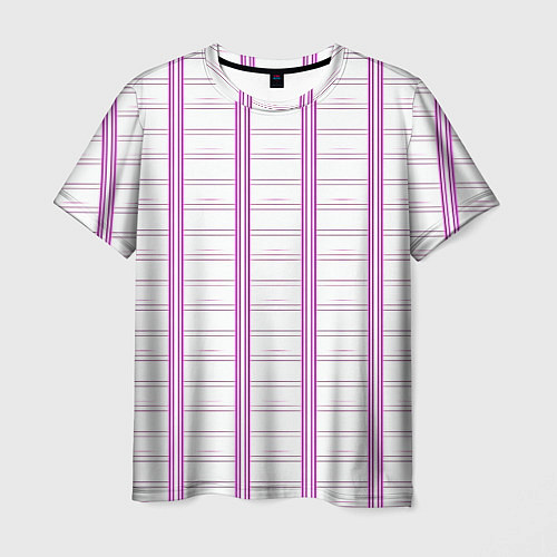 Мужская футболка Color white cage pink line / 3D-принт – фото 1