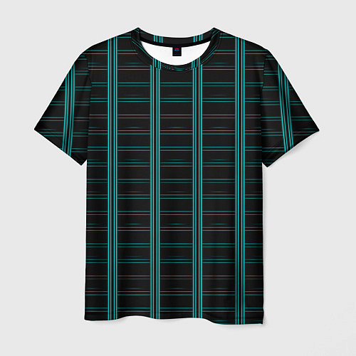 Мужская футболка Color blue dark stripe / 3D-принт – фото 1